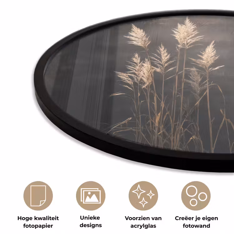 Ronde fotolijst - Siergras - Pluimen - Verlichting - Zwart — 5