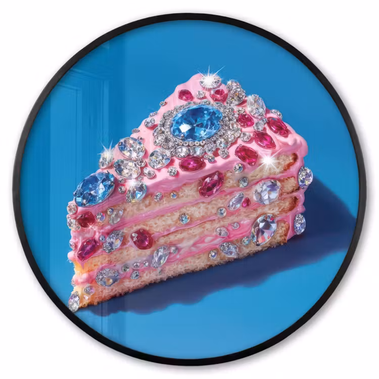Ronde fotolijst - Taart - Edelstenen - Glitters - Roze — 1