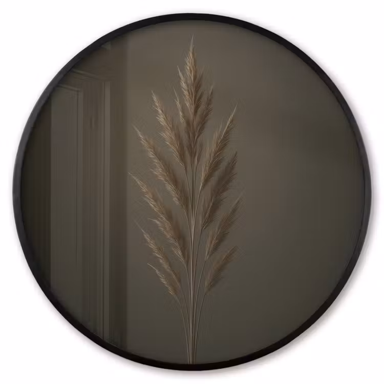 Ronde fotolijst - Tak - Pluimgras - Donkerbruin — 1