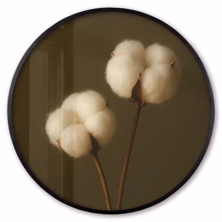 Ronde fotolijst - Takken - Katoen - Wit - Bollen — 1