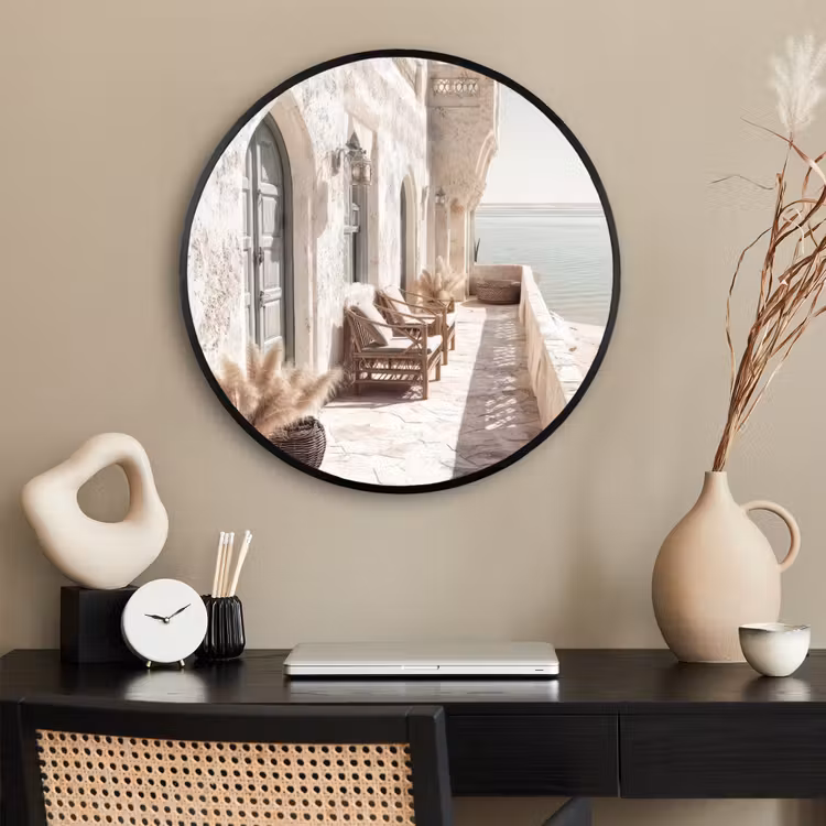 Ronde fotolijst - Terras - Stoelen - Strand - Beige — 2