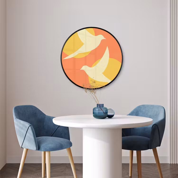 Ronde fotolijst - Vogels - Cirkels - Geel — 3