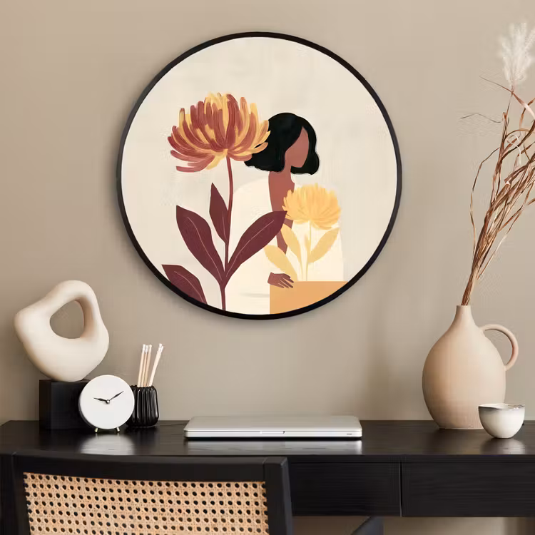 Ronde fotolijst - Vrouw - Minimalistisch - Bloem — 2