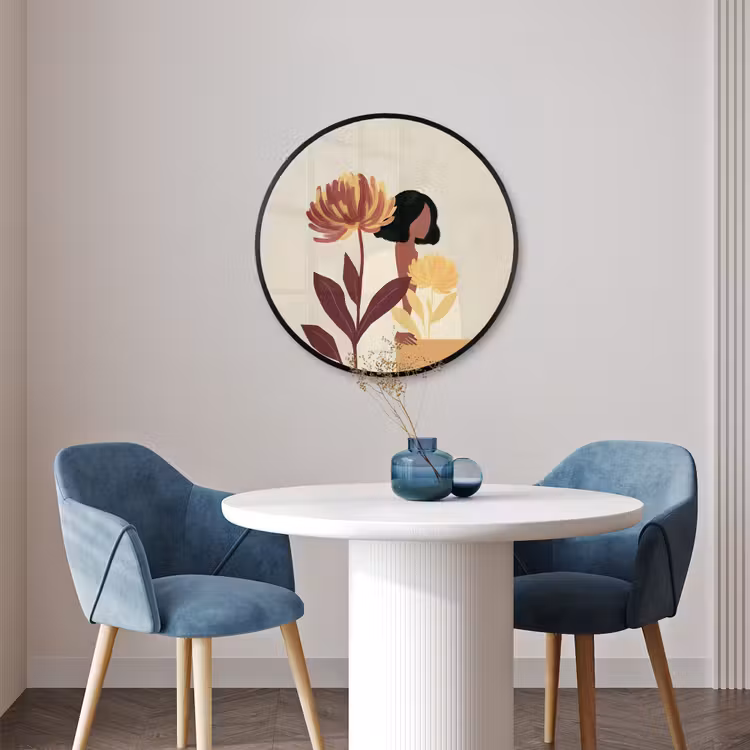 Ronde fotolijst - Vrouw - Minimalistisch - Bloem — 3