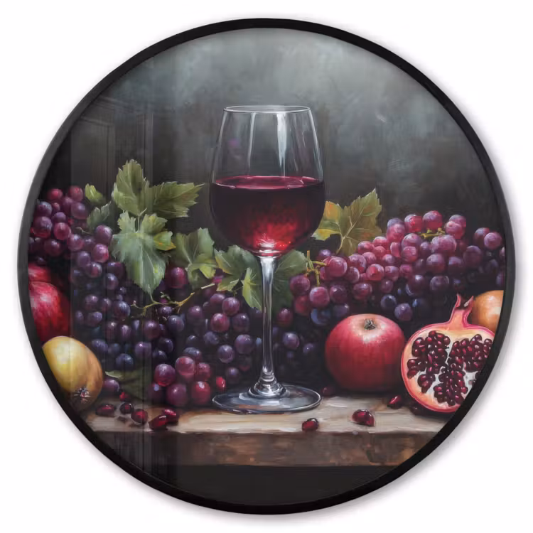 Ronde fotolijst - Wijn - Fruit - Stilleven — 1