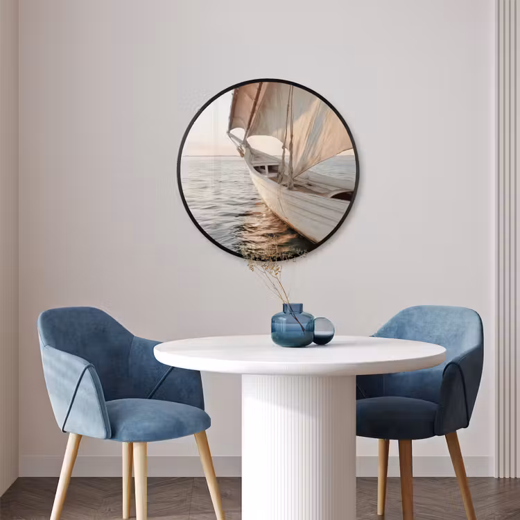 Ronde fotolijst - Zeilboot - Zee - Beige - Zon — 3