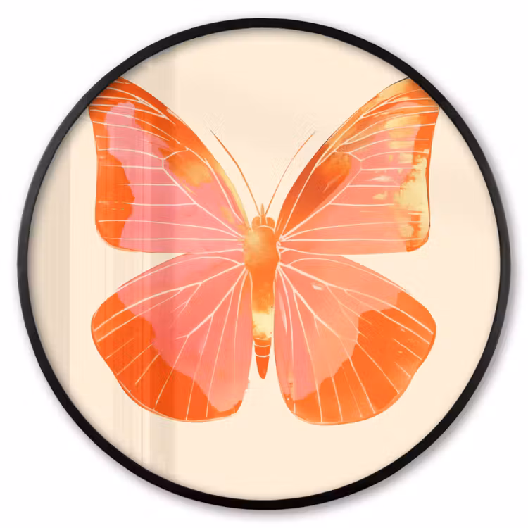 Ronde fotolijst - Vlinder - Minimalistisch - Roze — 1