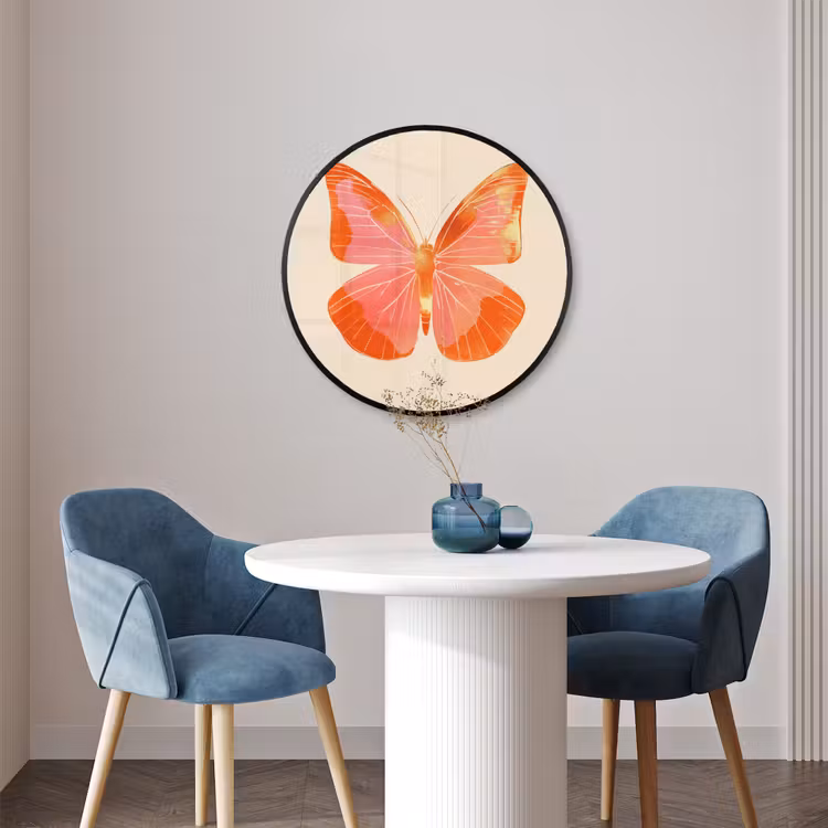 Ronde fotolijst - Vlinder - Minimalistisch - Roze — 3