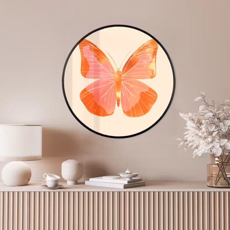 Ronde fotolijst - Vlinder - Minimalistisch - Roze — 4