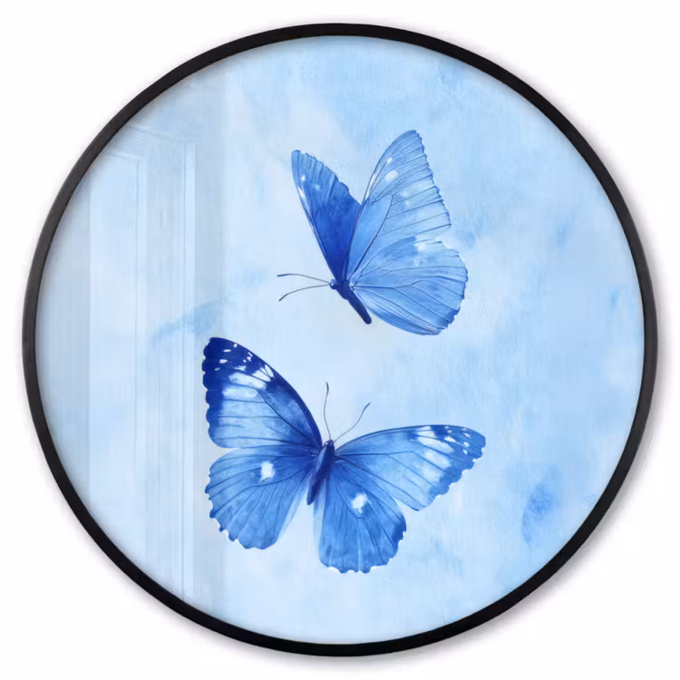 Ronde fotolijst - Vlinders - Sierlijk - Blauw — 1