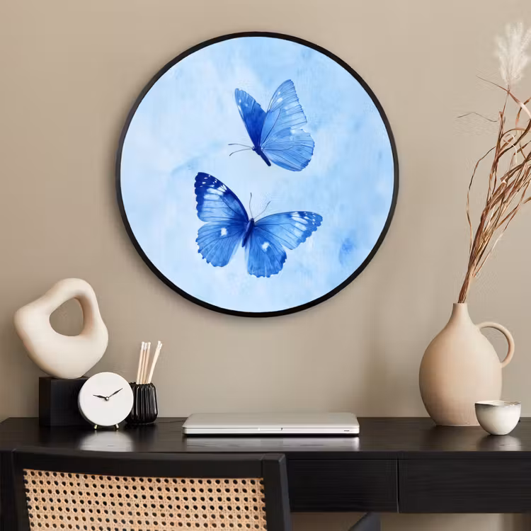 Ronde fotolijst - Vlinders - Sierlijk - Blauw — 2