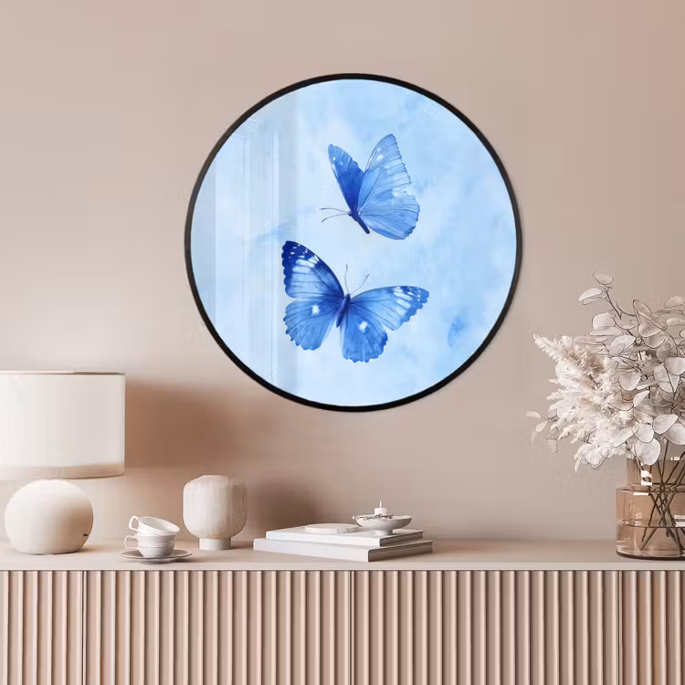 Ronde fotolijst - Vlinders - Sierlijk - Blauw — 4