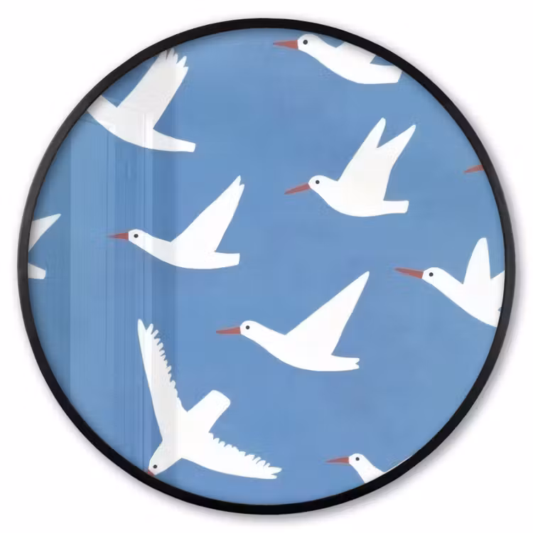 Ronde fotolijst - Vogels - Wit - Patroon — 1