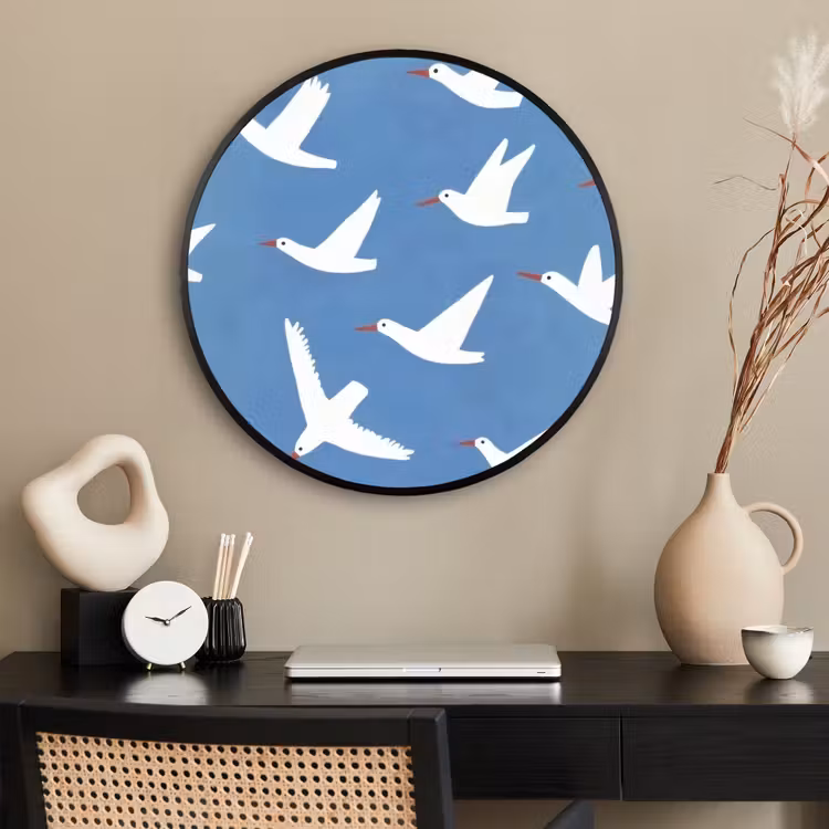 Ronde fotolijst - Vogels - Wit - Patroon — 2