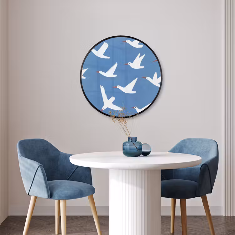 Ronde fotolijst - Vogels - Wit - Patroon — 3