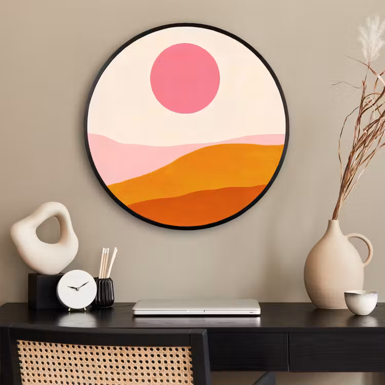 Ronde fotolijst - Zon - Heuvels - Abstract - Roze — 2