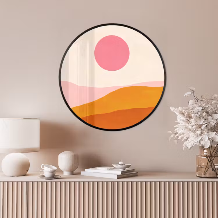 Ronde fotolijst - Zon - Heuvels - Abstract - Roze — 4