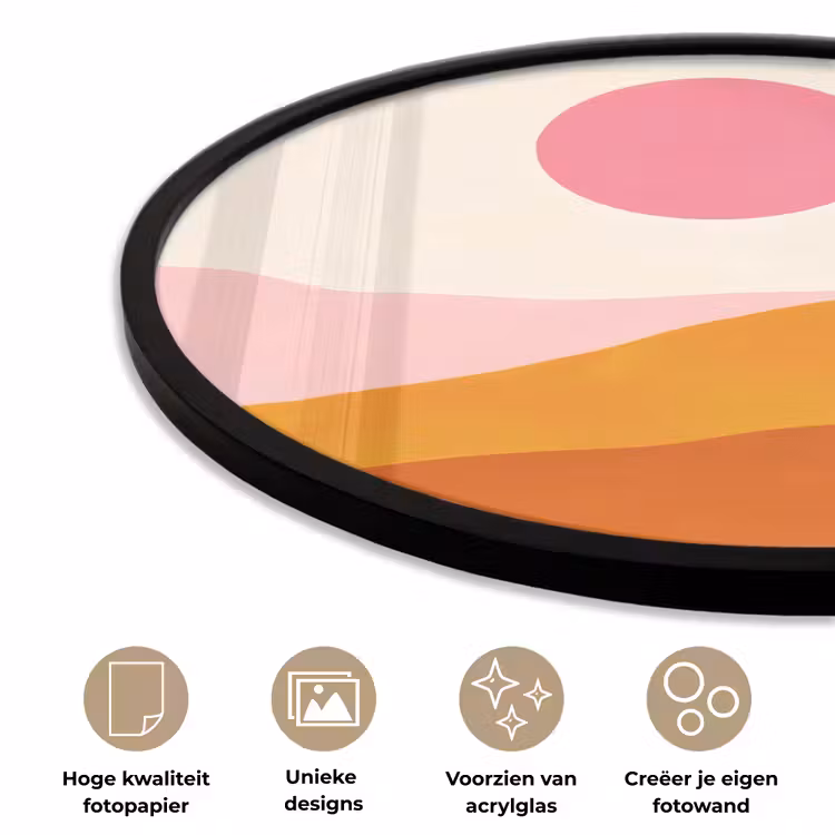 Ronde fotolijst - Zon - Heuvels - Abstract - Roze — 5