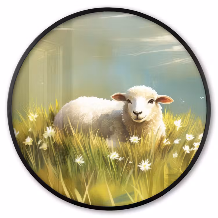 Ronde fotolijst - Schaap - Weide - Groen — 1