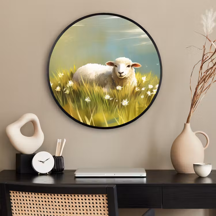 Ronde fotolijst - Schaap - Weide - Groen — 2