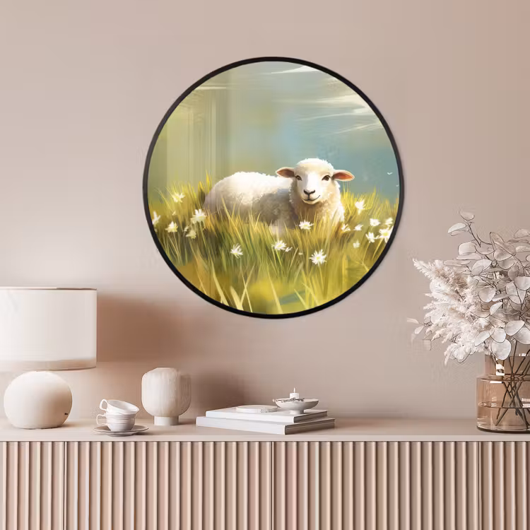 Ronde fotolijst - Schaap - Weide - Groen — 4