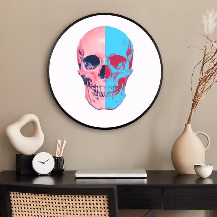 Ronde fotolijst - Schedel - Grafisch - Roze - Verdeeld — 2