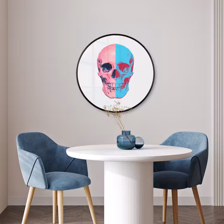 Ronde fotolijst - Schedel - Grafisch - Roze - Verdeeld — 3