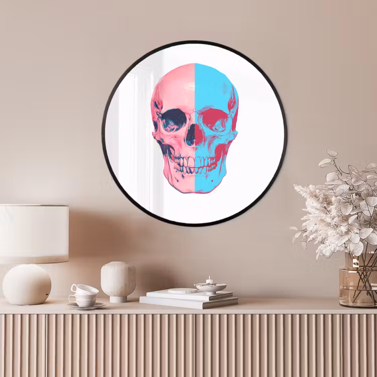 Ronde fotolijst - Schedel - Grafisch - Roze - Verdeeld — 4
