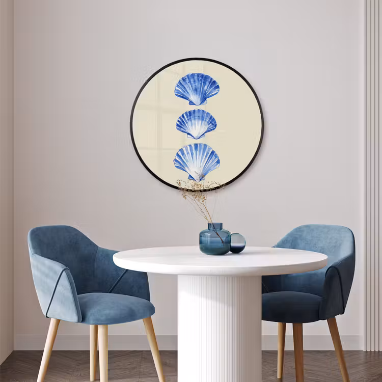 Ronde fotolijst - Schelpen - Blauw - Beige — 3