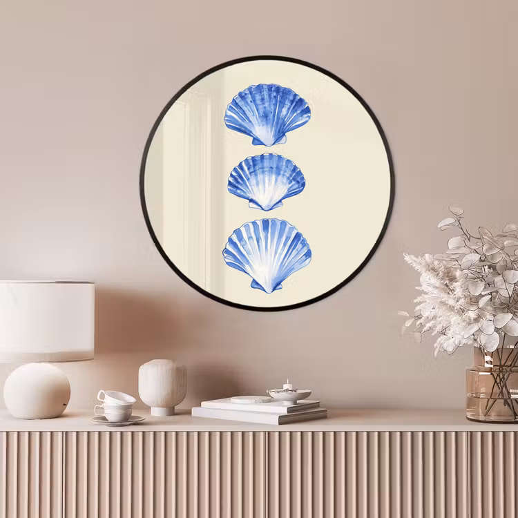 Ronde fotolijst - Schelpen - Blauw - Beige — 4
