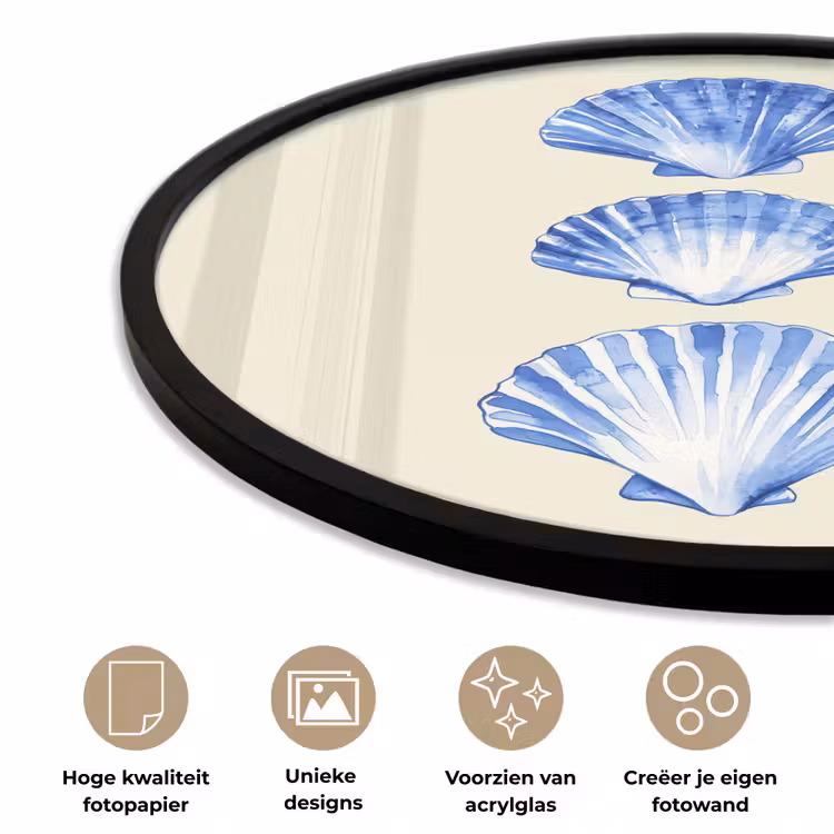 Ronde fotolijst - Schelpen - Blauw - Beige — 5