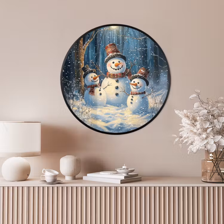 Ronde fotolijst - Sneeuwpop - Sneeuw - Winter - Bos — 4