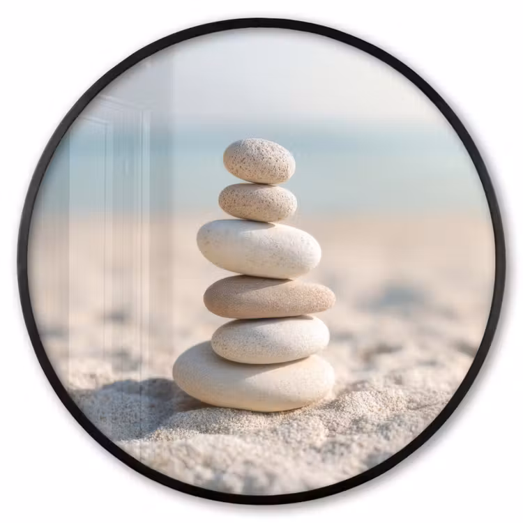 Ronde fotolijst - Stenen - Stapel - Zand - Zee — 1