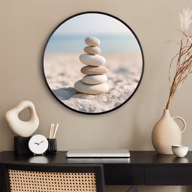 Ronde fotolijst - Stenen - Stapel - Zand - Zee — 2
