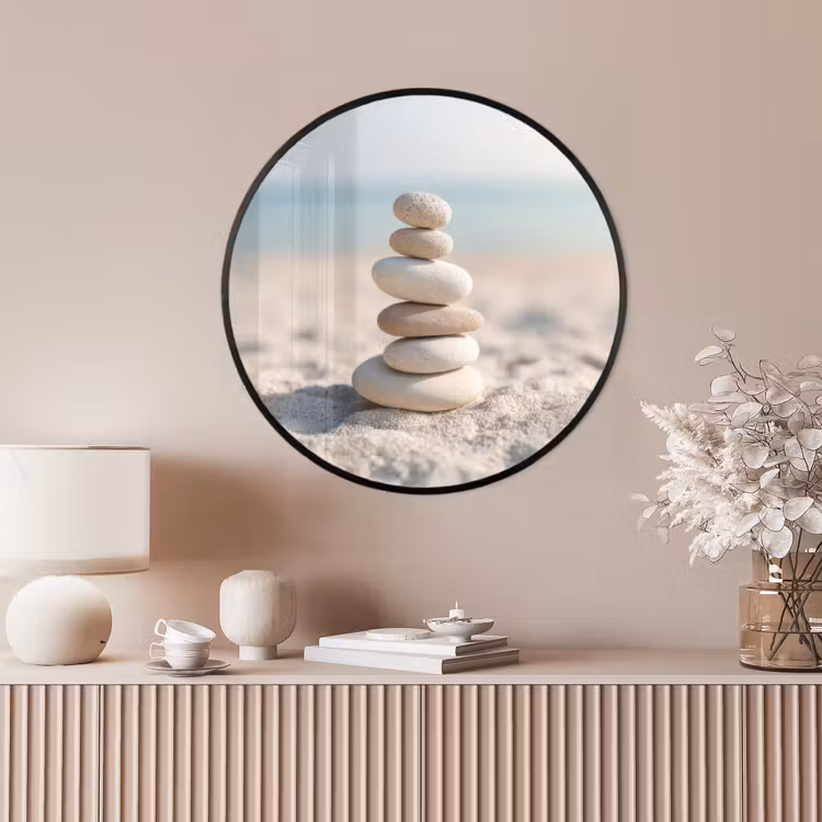 Ronde fotolijst - Stenen - Stapel - Zand - Zee — 4