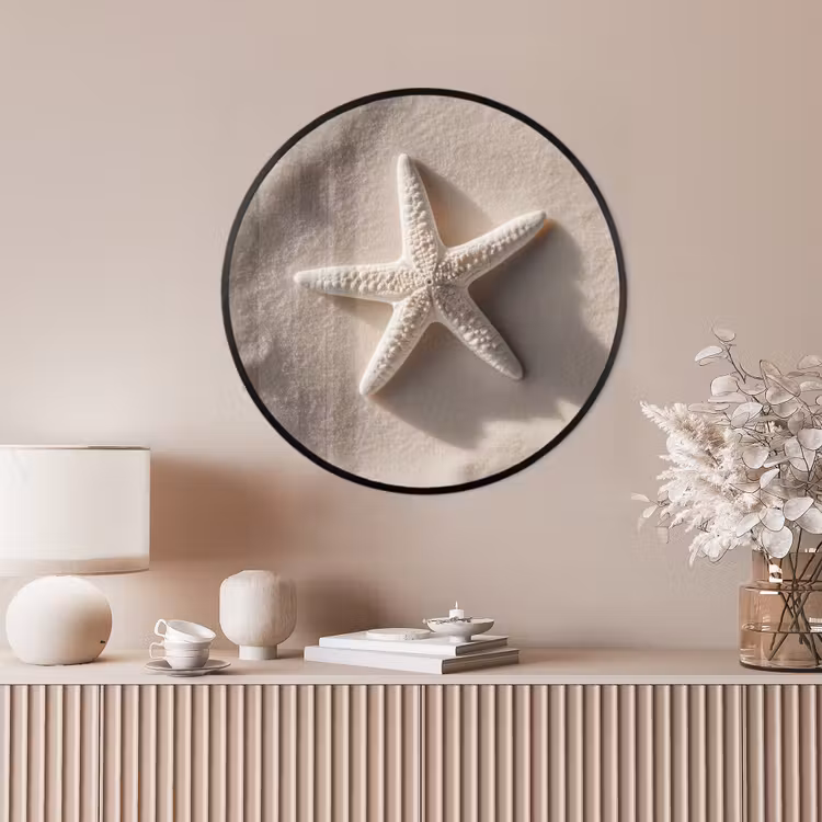 Ronde fotolijst - Strand - Zeester - Zand - Beige — 4