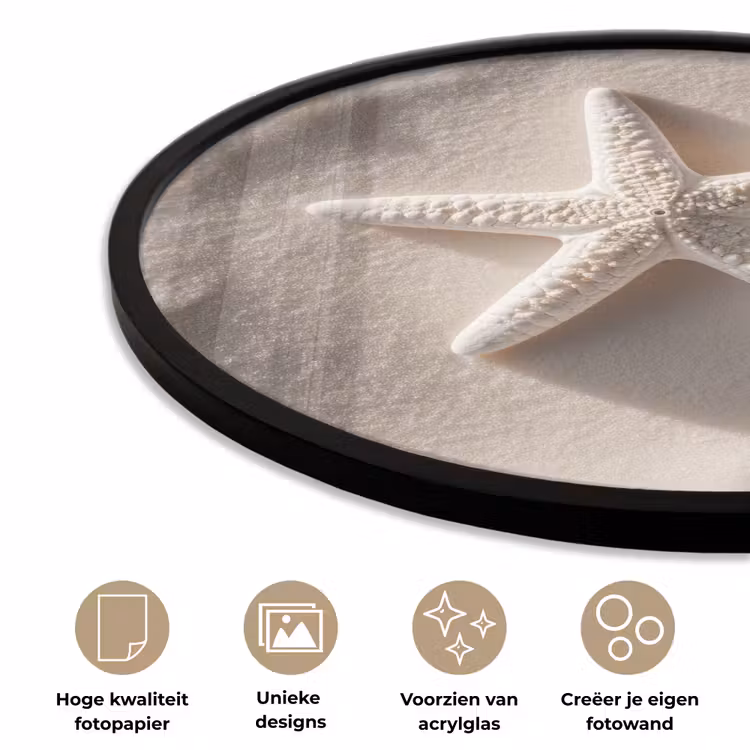 Ronde fotolijst - Strand - Zeester - Zand - Beige — 5