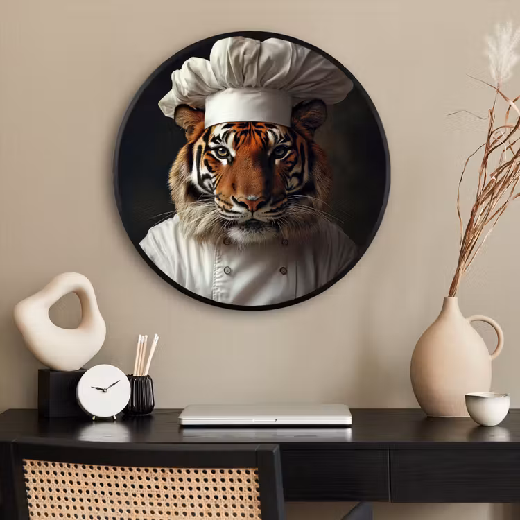 Ronde fotolijst - Tijger - Kokskleding - Bruin — 2