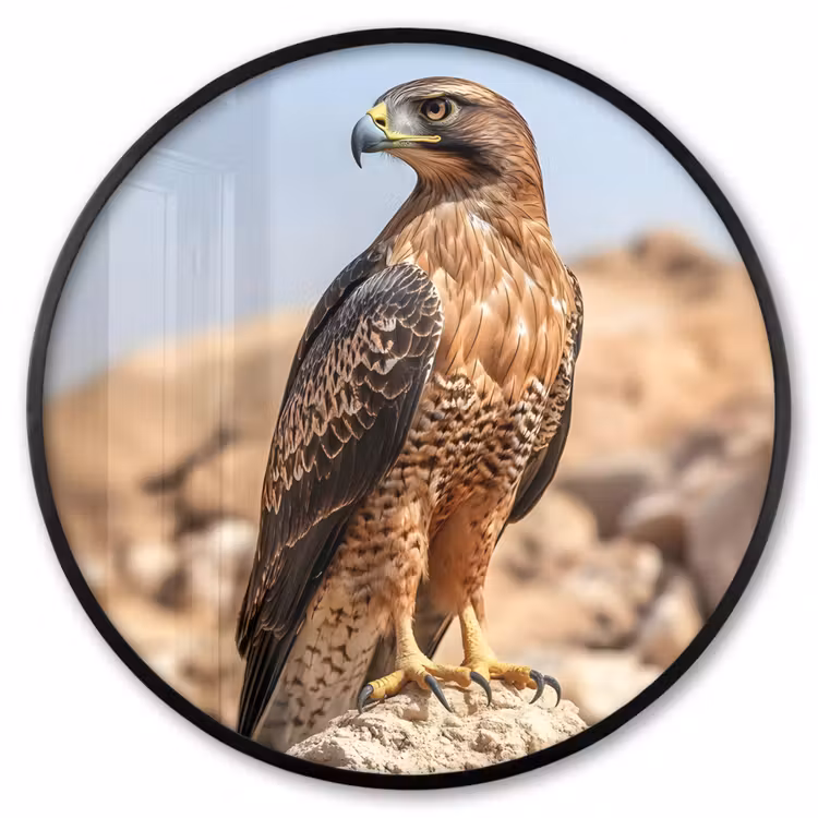 Ronde fotolijst - Valk - Vogel - Rots - Macht — 1