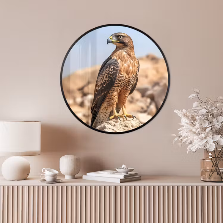 Ronde fotolijst - Valk - Vogel - Rots - Macht — 4