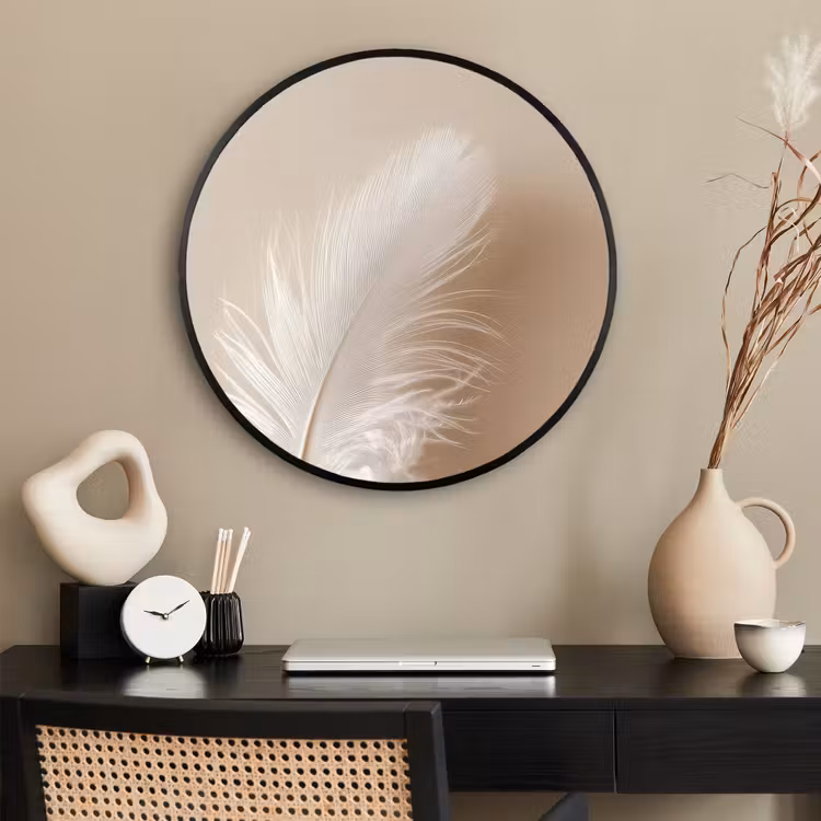 Ronde fotolijst - Veer - Minimalistisch - Roze — 2
