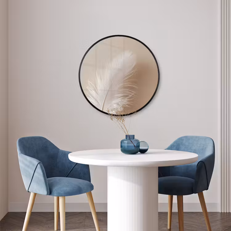 Ronde fotolijst - Veer - Minimalistisch - Roze — 3