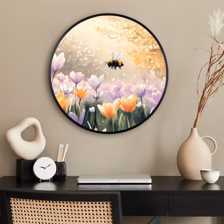 Ronde fotolijst - Viooltjes - bij - Zonlicht — 2