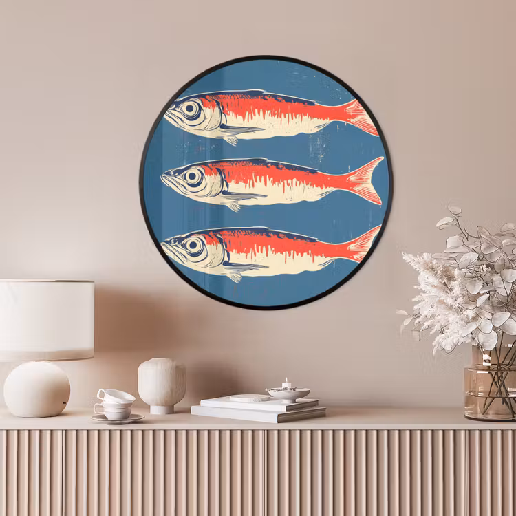 Ronde fotolijst - Vissen - Rood - Blauw — 4
