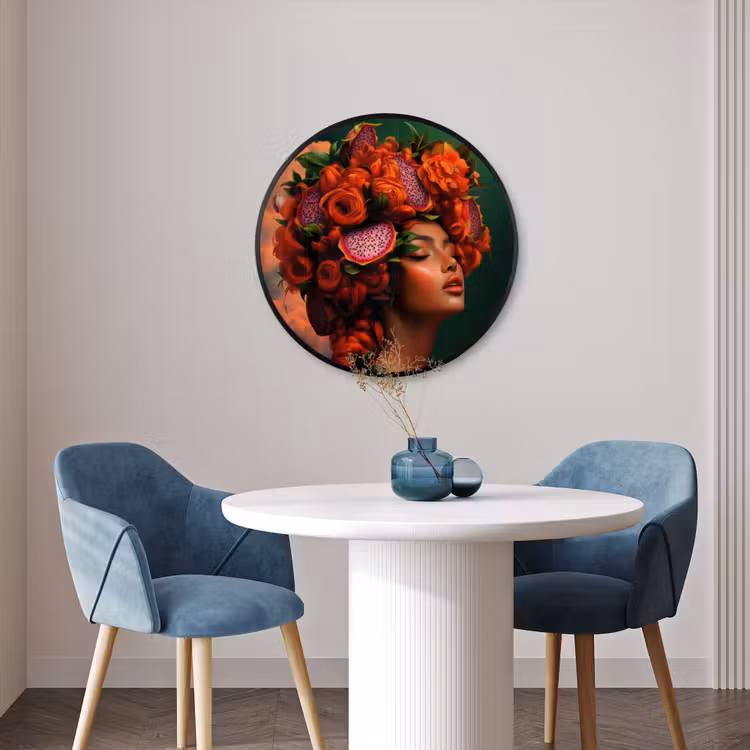 Ronde fotolijst - Vrouw - Drankenfruit - Rozen — 3