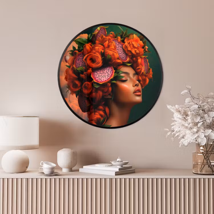 Ronde fotolijst - Vrouw - Drankenfruit - Rozen — 4