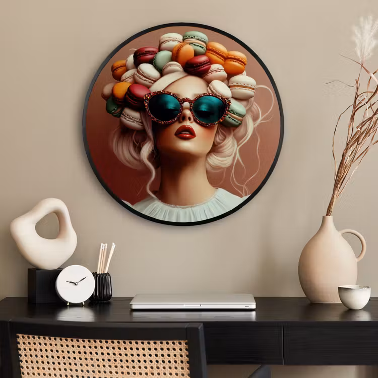 Ronde fotolijst - Vrouw - Macarons - Bril — 2