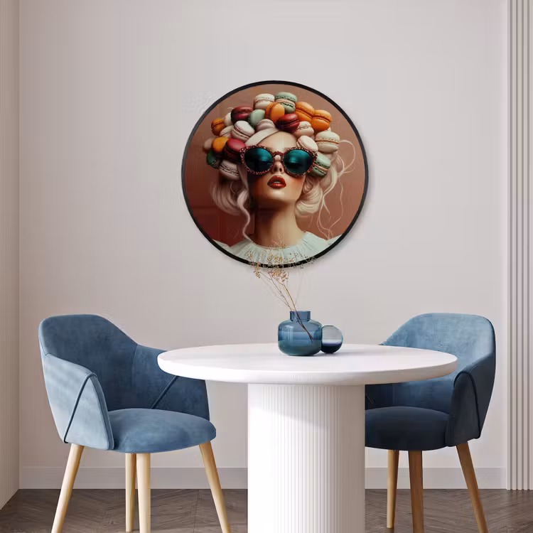 Ronde fotolijst - Vrouw - Macarons - Bril — 3