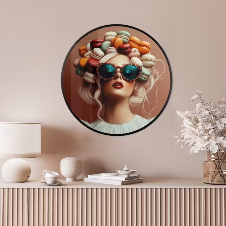 Ronde fotolijst - Vrouw - Macarons - Bril — 4