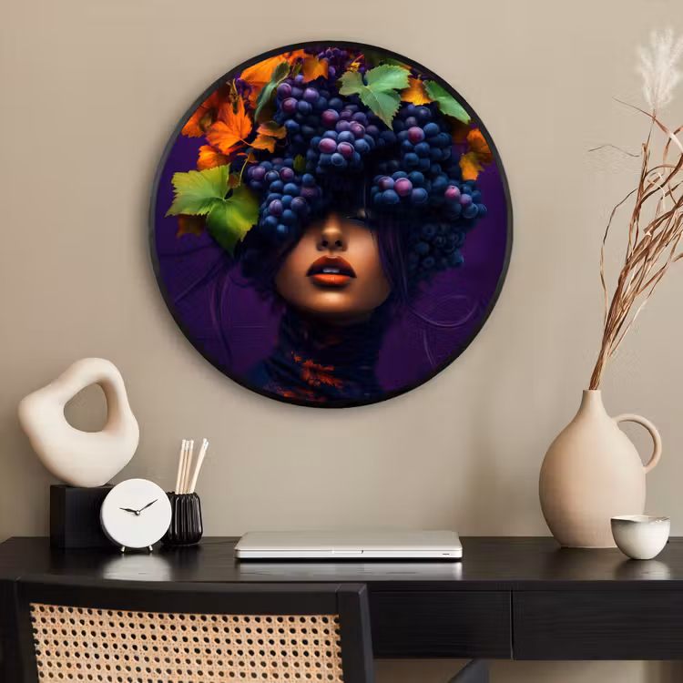 Ronde fotolijst - Vrouw - Paars - Druiven — 2